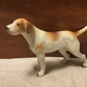 Porcelain Dog Figurine - Brown and White